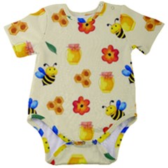 Seamless Background Honey Bee Wallpaper Texture Baby Short Sleeve Bodysuit by Bangk1t