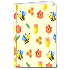 Seamless Background Honey Bee Wallpaper Texture 8  X 10  Hardcover Notebook by Bangk1t