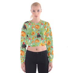 Autumn Seamless Background Leaves Wallpaper Texture Cropped Sweatshirt