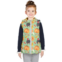 Autumn Seamless Background Leaves Wallpaper Texture Kids  Hooded Puffer Vest