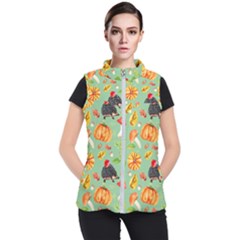 Autumn Seamless Background Leaves Wallpaper Texture Women s Puffer Vest