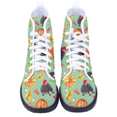 Autumn Seamless Background Leaves Wallpaper Texture Men s High-top Canvas Sneakers