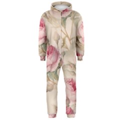 Roses Plants Vintage Retro Flowers Pattern Hooded Jumpsuit (men)