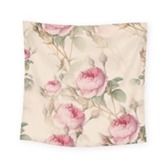 Roses Plants Vintage Retro Flowers Pattern Square Tapestry (small)