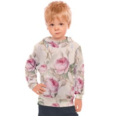 Roses Plants Vintage Retro Flowers Pattern Kids  Hooded Pullover by Bangk1t