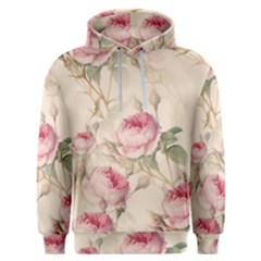 Roses Plants Vintage Retro Flowers Pattern Men s Overhead Hoodie