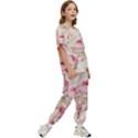 Roses Plants Vintage Retro Flowers Pattern Kids  Tee and Pants Sports Set View3