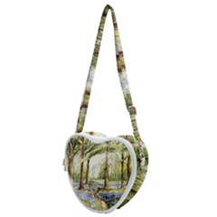 Trees Park Watercolor Lavender Flowers Foliage Heart Shoulder Bag