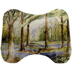 Trees Park Watercolor Lavender Flowers Foliage Head Support Cushion by Bangk1t