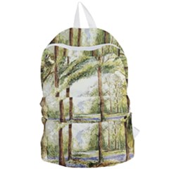 Trees Park Watercolor Lavender Flowers Foliage Foldable Lightweight Backpack by Bangk1t