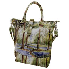 Trees Park Watercolor Lavender Flowers Foliage Buckle Top Tote Bag by Bangk1t