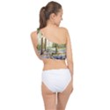 Trees Park Watercolor Lavender Flowers Foliage Spliced Up Bikini Top  View2