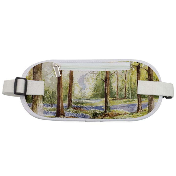 Trees Park Watercolor Lavender Flowers Foliage Rounded Waist Pouch