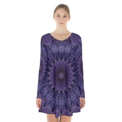 Shape Geometric Symmetrical Symmetry Wallpaper Long Sleeve Velvet V-neck Dress