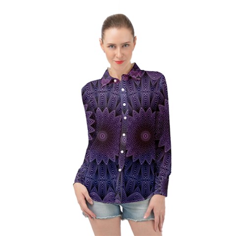 Shape Geometric Symmetrical Symmetry Wallpaper Long Sleeve Chiffon Shirt by Bangk1t