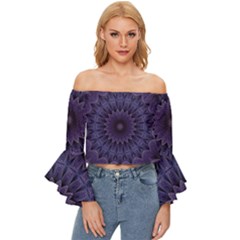 Shape Geometric Symmetrical Symmetry Wallpaper Off Shoulder Flutter Bell Sleeve Top