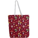 Woodland Mushroom And Daisy Seamless Pattern On Red Backgrounds Full Print Rope Handle Tote (Large) View2