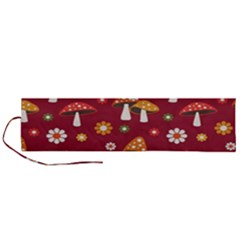 Woodland Mushroom And Daisy Seamless Pattern On Red Backgrounds Roll Up Canvas Pencil Holder (l) by Amaryn4rt