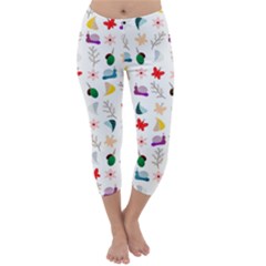 Snail Butterfly Pattern Seamless Capri Winter Leggings 