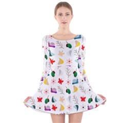 Snail Butterfly Pattern Seamless Long Sleeve Velvet Skater Dress by Amaryn4rt