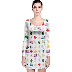 Snail Butterfly Pattern Seamless Long Sleeve Velvet Bodycon Dress