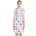 Snail Butterfly Pattern Seamless Short Sleeve Front Wrap Dress View1