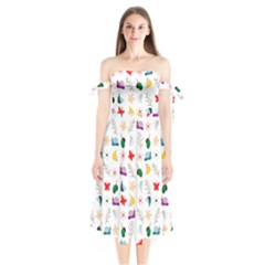 Snail Butterfly Pattern Seamless Shoulder Tie Bardot Midi Dress by Amaryn4rt