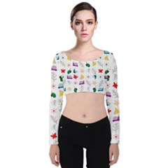 Snail Butterfly Pattern Seamless Velvet Long Sleeve Crop Top by Amaryn4rt