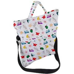 Snail Butterfly Pattern Seamless Fold Over Handle Tote Bag by Amaryn4rt