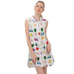 Snail Butterfly Pattern Seamless Sleeveless Shirt Dress by Amaryn4rt