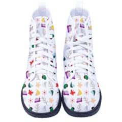 Snail Butterfly Pattern Seamless Men s High-top Canvas Sneakers