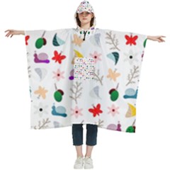 Snail Butterfly Pattern Seamless Women s Hooded Rain Ponchos by Amaryn4rt