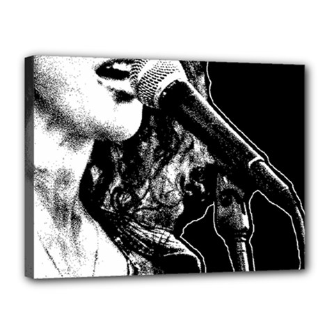 Ink And Echoes: Black And White Graphic Canvas 16  X 12  (stretched) by dflcprintsclothing