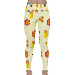 Seamless Background Honey Bee Lightweight Velour Classic Yoga Leggings