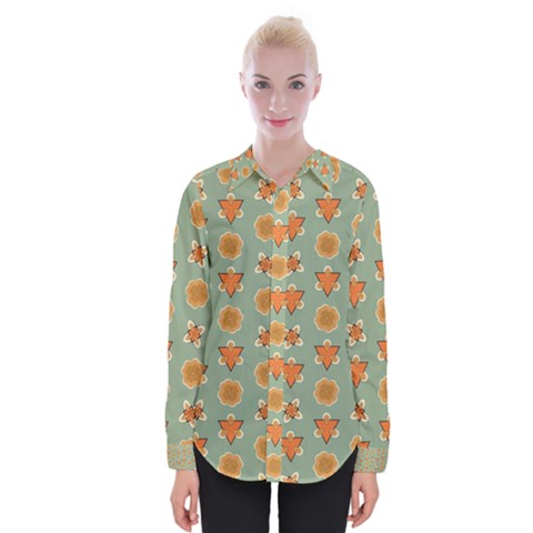 Floral Pattern Womens Long Sleeve Shirt by Amaryn4rt