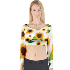 Sunflower Flower Seamless Long Sleeve Crop Top by Amaryn4rt