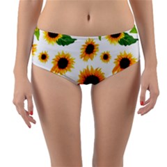 Sunflower Flower Seamless Reversible Mid-waist Bikini Bottoms by Amaryn4rt