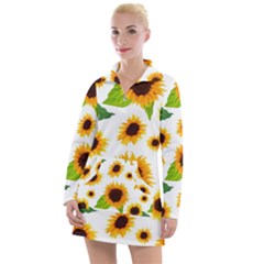 Sunflower Flower Seamless Women s Long Sleeve Casual Dress by Amaryn4rt