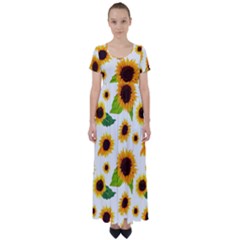 Sunflower Flower Seamless High Waist Short Sleeve Maxi Dress by Amaryn4rt