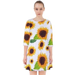 Sunflower Flower Seamless Smock Dress by Amaryn4rt