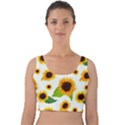 Sunflower Flower Seamless Velvet Crop Top View1