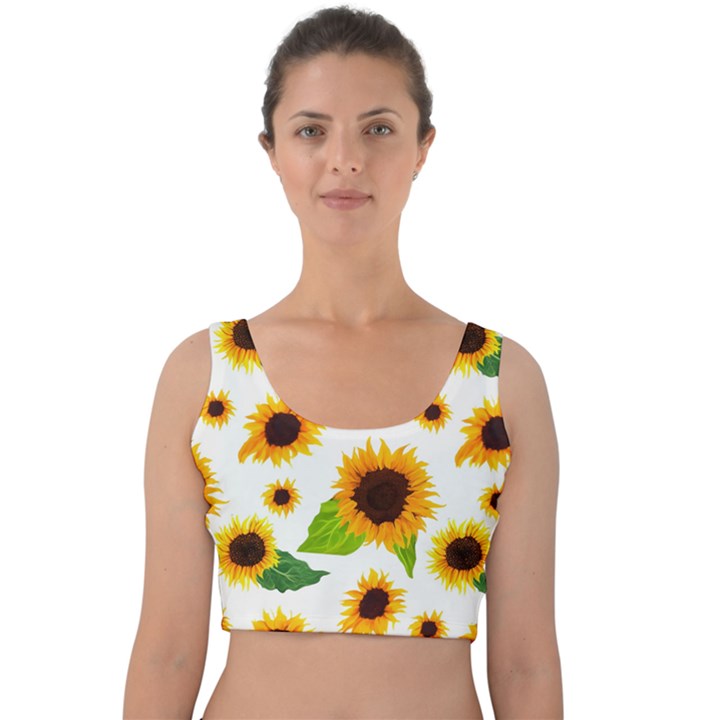 Sunflower Flower Seamless Velvet Crop Top