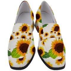 Sunflower Flower Seamless Women s Chunky Heel Loafers by Amaryn4rt