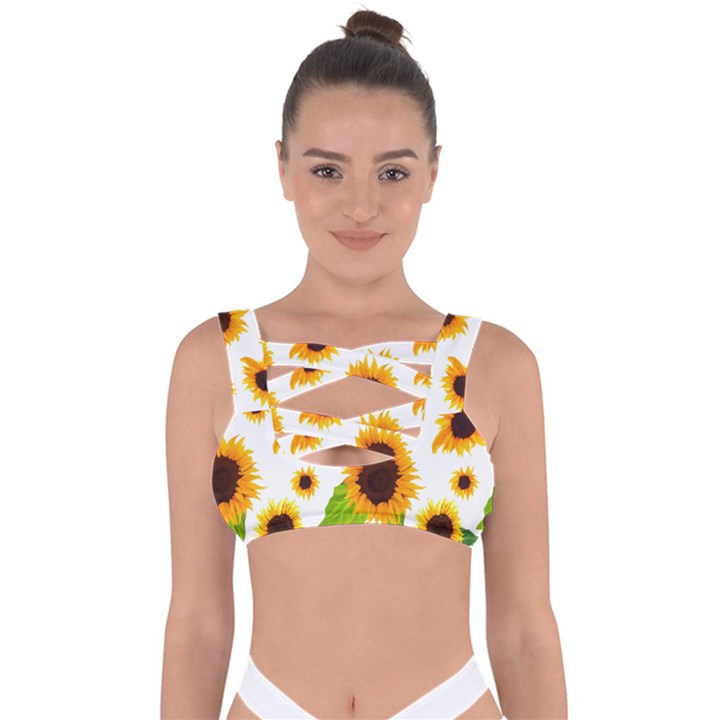 Sunflower Flower Seamless Bandaged Up Bikini Top