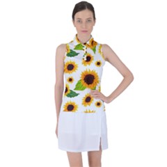 Sunflower Flower Seamless Women s Sleeveless Polo Tee