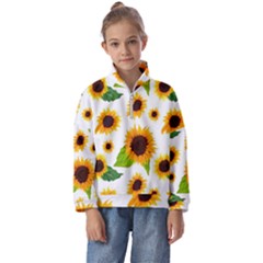 Sunflower Flower Seamless Kids  Half Zip Hoodie by Amaryn4rt