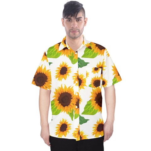 Sunflower Flower Seamless Men s Hawaii Shirt by Amaryn4rt