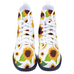 Sunflower Flower Seamless Kid s High-top Canvas Sneakers by Amaryn4rt