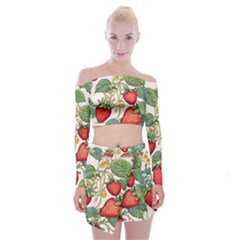 Strawberry Fruit Off Shoulder Top With Mini Skirt Set by Amaryn4rt