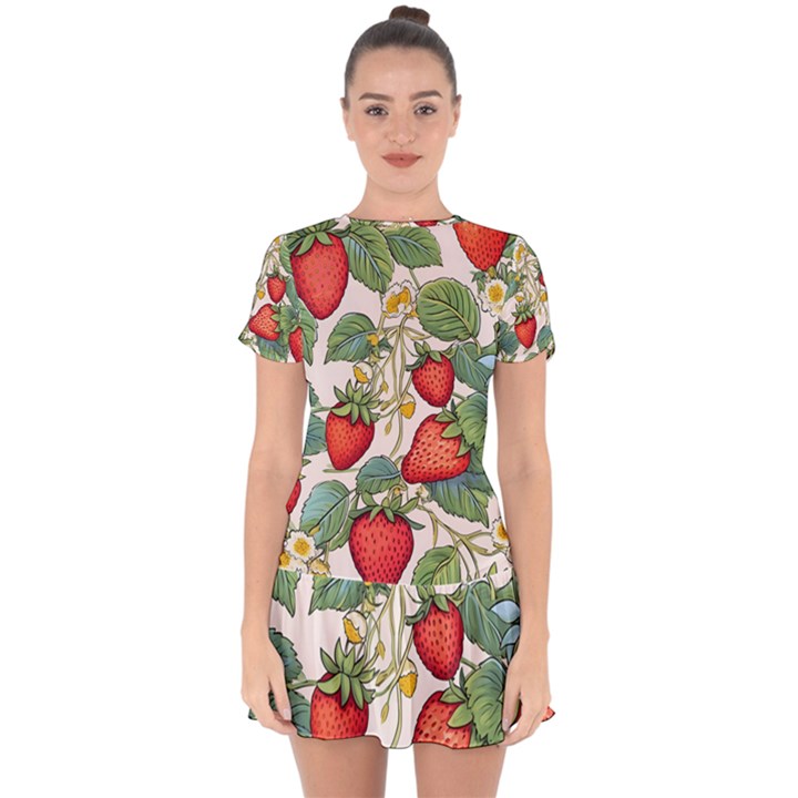 Strawberry Fruit Drop Hem Mini Chiffon Dress